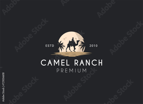 desert camel silhouette logo design. Camel ranch logo design.