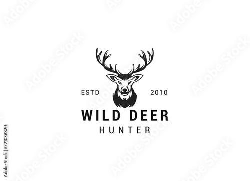 Deer Head Logo Design. Deer Logo Vector illustration. Deer hunter logo