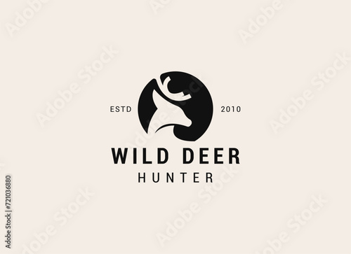 Deer Head Logo Design. Deer Logo Vector illustration. Deer hunter logo
