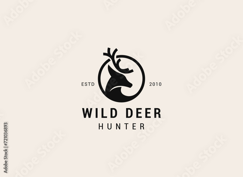 Deer Head Logo Design. Deer Logo Vector illustration. Deer hunter logo photo