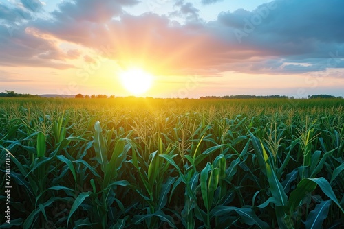 corn field at sunset. generative ai © ittipol
