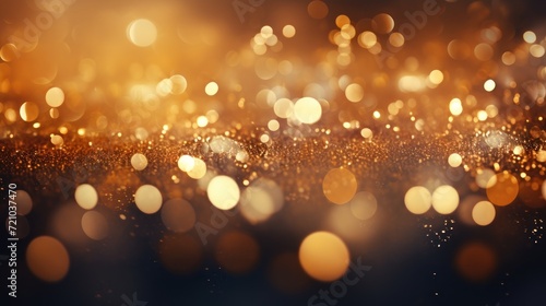 Golden Abstract Bokeh on Black Background AI Generated
