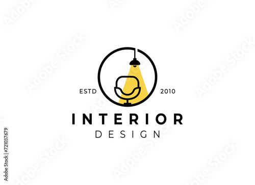Interior minimalist room, gallery furniture logo design vector	
