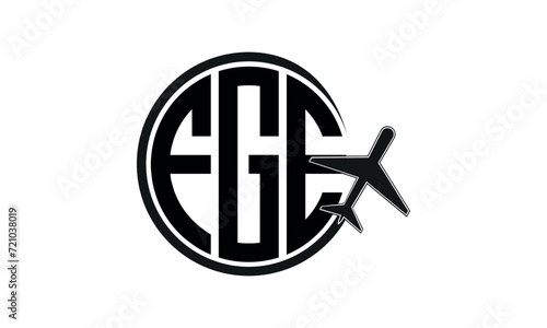 FGE three initial letter circle tour & travel agency logo design vector template. hajj Umrah agency, abstract, wordmark, business, monogram, minimalist, brand, company, flat, tourism agency, tourist
