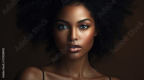 Beauty portrait of african american woman with afro hairstyle. Generative AI