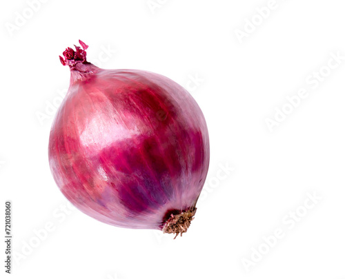 Top view of fresh red or purple onion isolated with clipping path in png file format