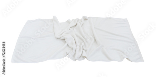 White crumpled towel after use isolated with cllipping path in png file format