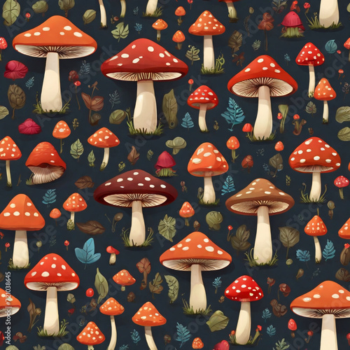 a bunch of cute mushroom Patterns