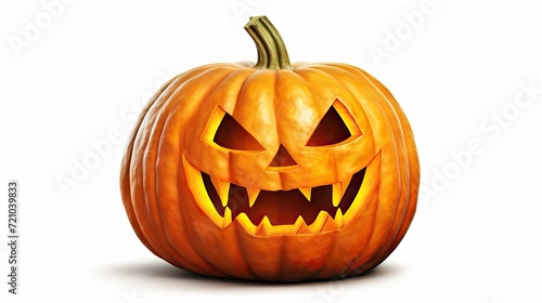 Realistic Halloween Pumpkin Drawing on White Background AI Generated