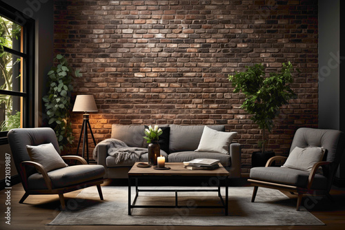 Elevate your interior with the understated beauty of a dark-colored brick wall.  © INAYAT