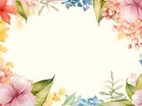 Watercolor floral background. Hand painted card with flowers and leaves.