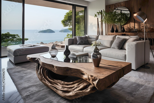Elevate your living space with the rustic charm of a root coffee table. 