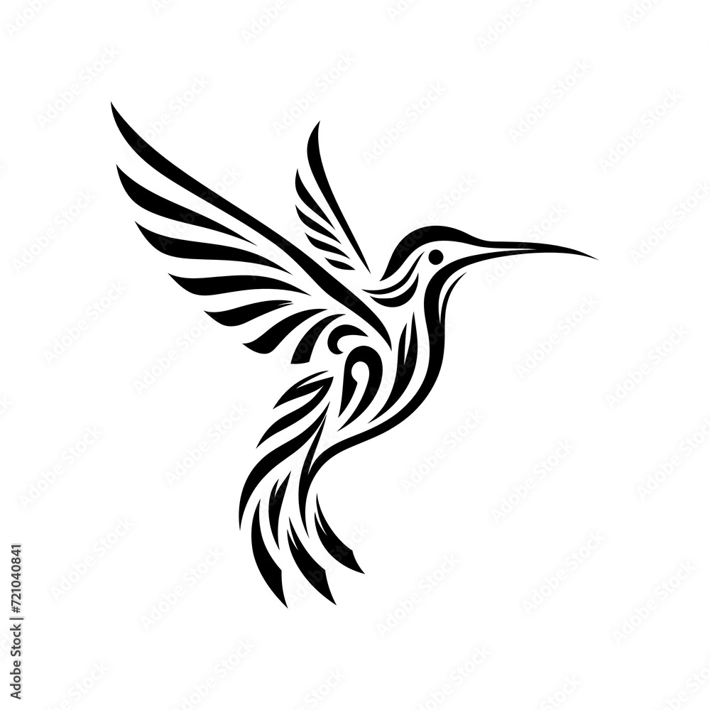 modern tribal tattoo hummingbird, abstract line art of animals, minimalist contour. Vector modern tribal tattoo hummingbird, abstract line art of animals, minimalist contour. Vector