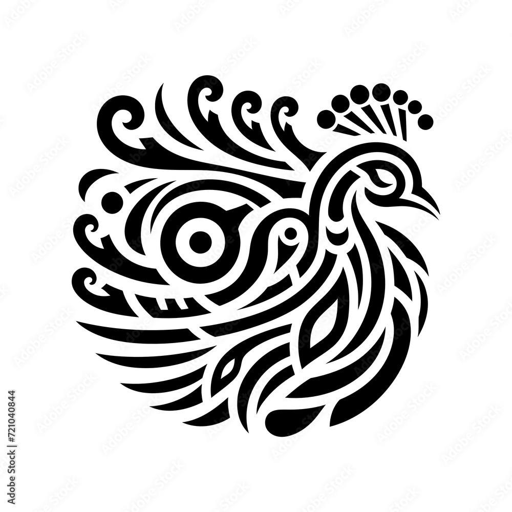 modern tribal tattoo peacock, abstract line art of animals, minimalist contour. Vector modern tribal tattoo peacock, abstract line art of animals, minimalist contour. Vector