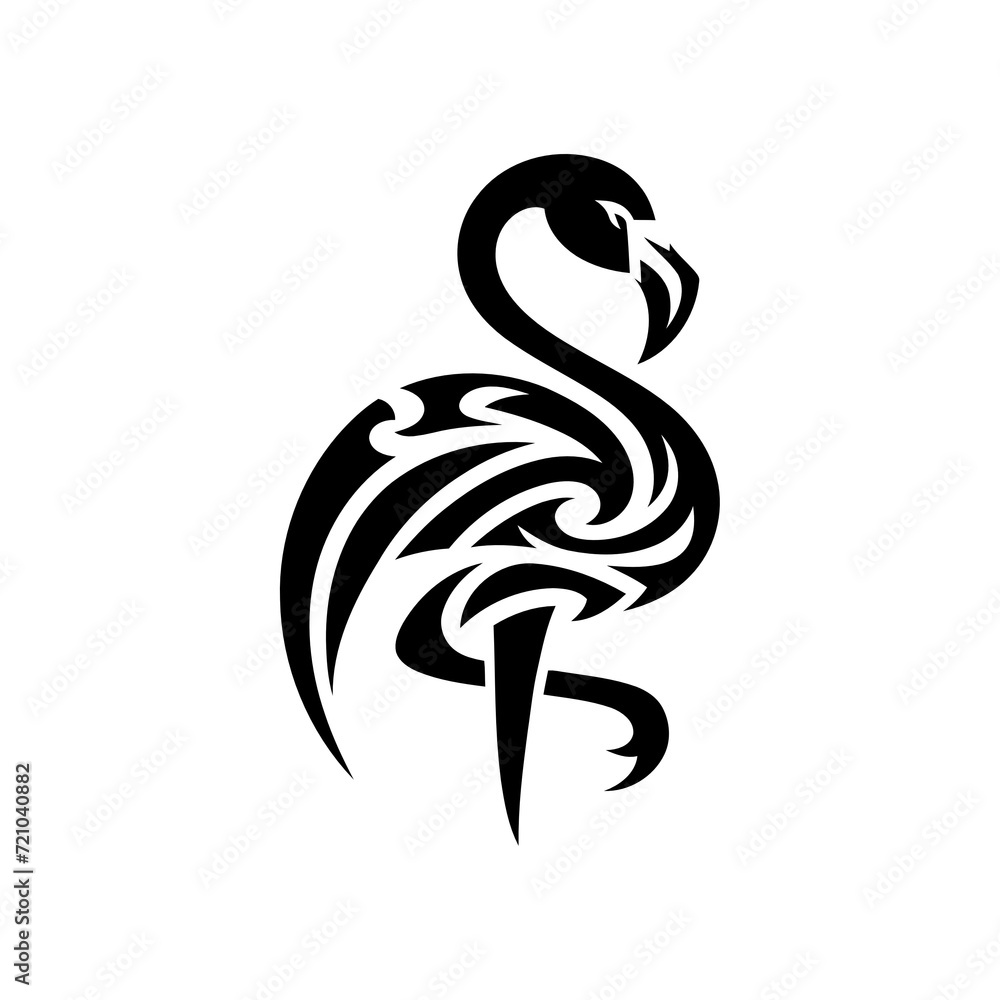 modern tribal tattoo flamingo, abstract line art of animals, minimalist contour. Vector modern tribal tattoo flamingo, abstract line art of animals, minimalist contour. Vector