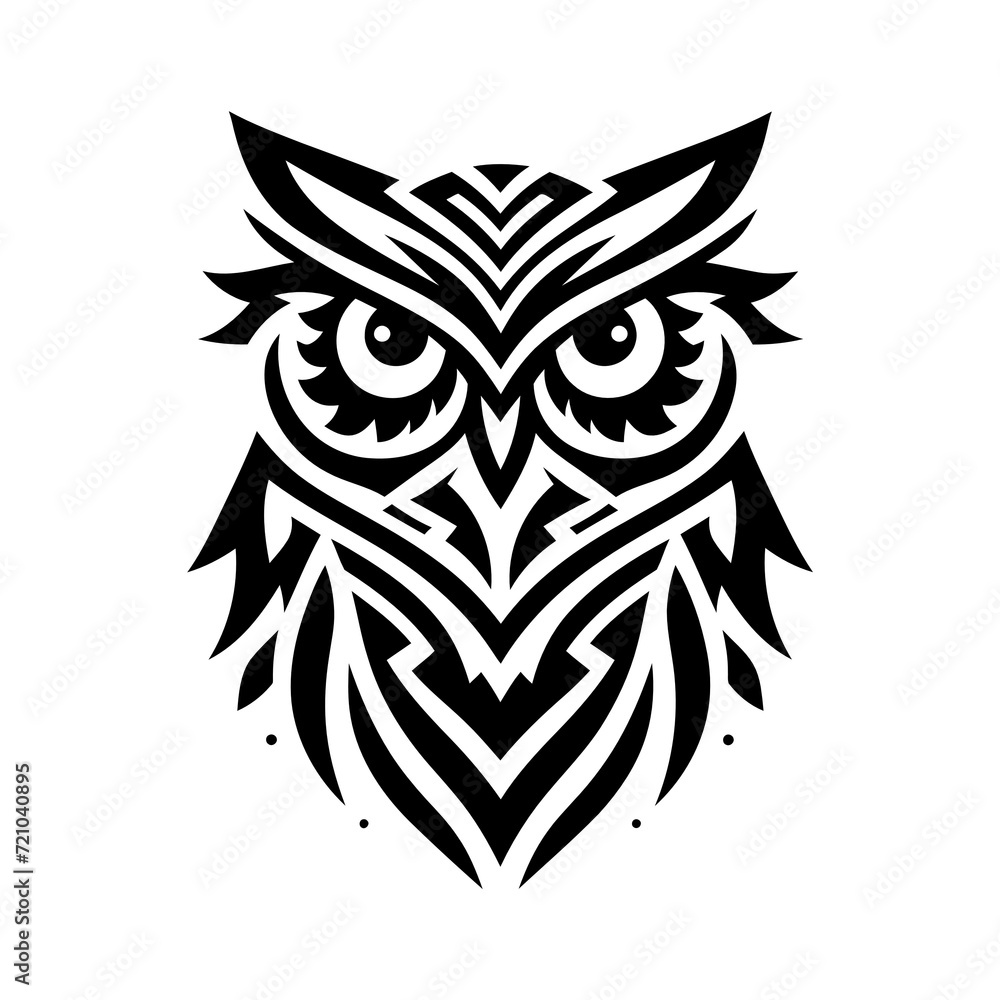 modern tribal tattoo owl, abstract line art of animals, minimalist contour. Vector 