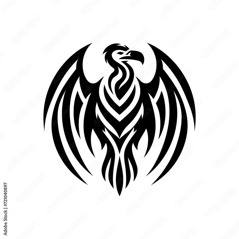 modern tribal tattoo vulture, condor. abstract line art of animals, minimalist contour. Vector 