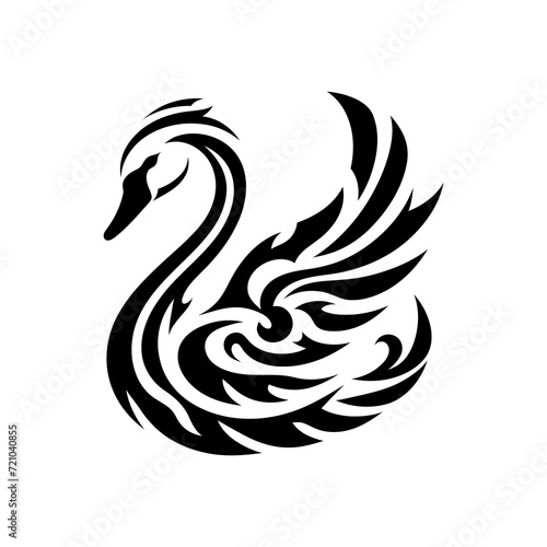 modern tribal tattoo swan, abstract line art of animals, minimalist contour. Vector 