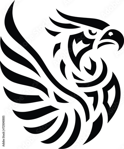 modern tribal tattoo eagle, abstract line art of animals, minimalist contour. Vector 
