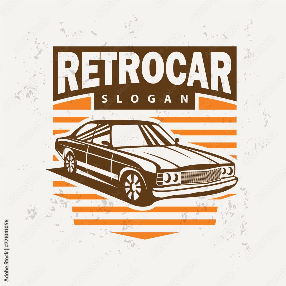 Classic car logo design badge stamp vector vehicle muscle car old vintage retro template illustration