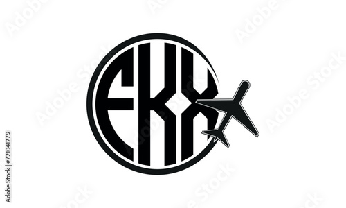 FKX three initial letter circle tour & travel agency logo design vector template. hajj Umrah agency, abstract, wordmark, business, monogram, minimalist, brand, company, flat, tourism agency, tourist
