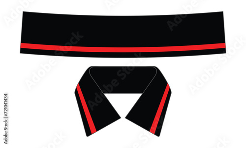 Black collar with red single line for polo shirt on white background, vector file.