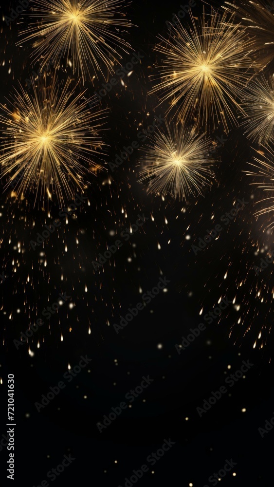 Golden Fireworks Light Up New Year's Eve Party Background Generative AI