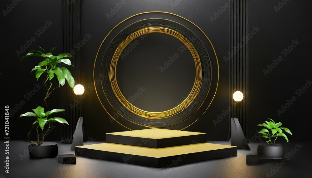 Contemporary Showcase: Black Studio Podium in 3D Contemporary Showcase: Black Studio Podium in 3D