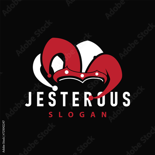 Simple illustration template jester hat logo minimalist joker clown design