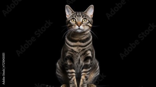 3D Render of a Striped Kitten isolated on black background Generative AI
