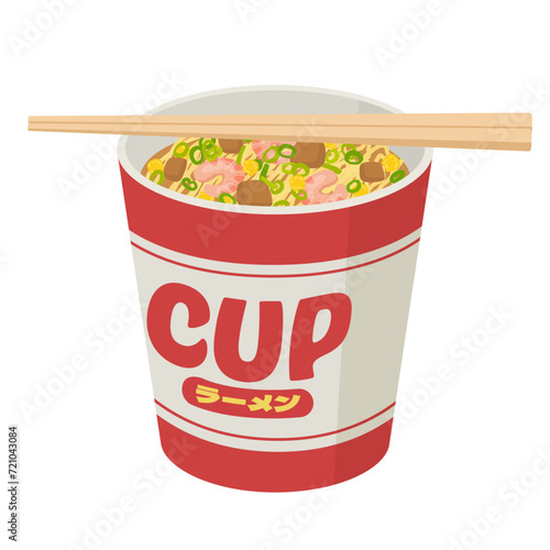 カップラーメンと割り箸のベクターイラスト