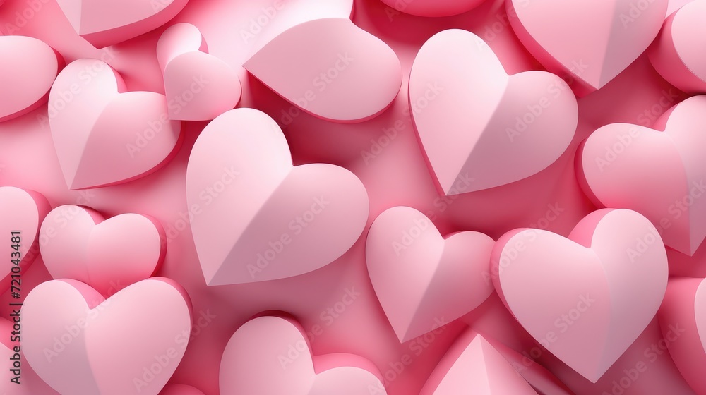 pink heart on a pastel pink background, Valentine's Day banner, place for a text Generative Ai