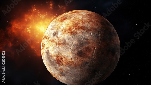 Mercury Planet in Space. Celestial, Cosmic, Solar System, Astronomy, Universe, Galactic, Planetary 