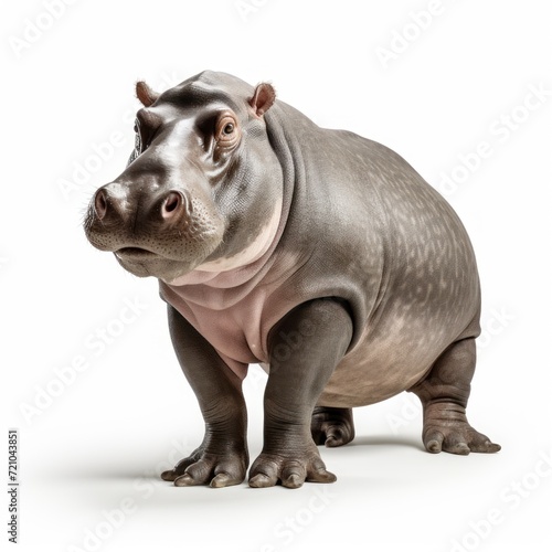 Adorable Hippo Isolated on White Background AI Generated © Alex