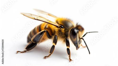 a photo of beautiful peaceful bee on white background, isolated.