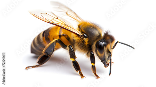 a photo of beautiful peaceful bee on white background, isolated.