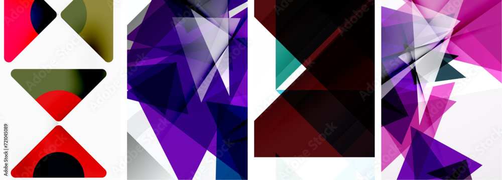 Set of abstract random triangle composition backgrounds. Vector illustration for for wallpaper, business card, cover, poster, banner, brochure, header, website Set of abstract random triangle composition backgrounds. Vector illustration for for wallpaper, business card, cover, poster, banner, brochure, header, website