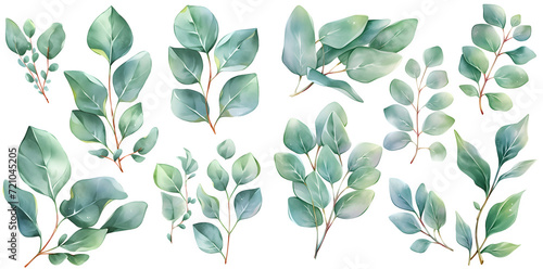 Watercolor eucalyptus leave clipart for graphic resources © Dian