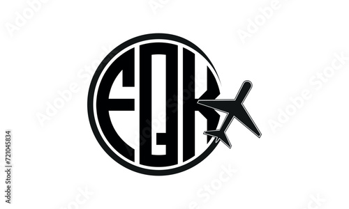 FQK three initial letter circle tour & travel agency logo design vector template. hajj Umrah agency, abstract, wordmark, business, monogram, minimalist, brand, company, flat, tourism agency, tourist