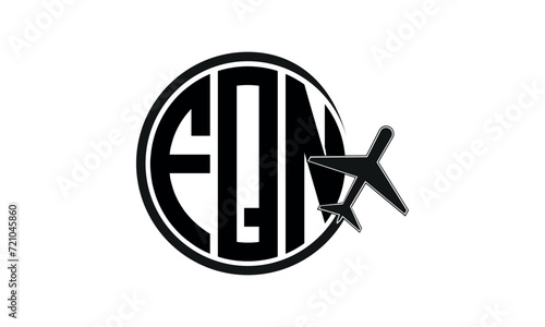 FQN three initial letter circle tour & travel agency logo design vector template. hajj Umrah agency, abstract, wordmark, business, monogram, minimalist, brand, company, flat, tourism agency, tourist