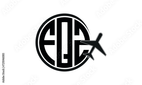 FQZ three initial letter circle tour & travel agency logo design vector template. hajj Umrah agency, abstract, wordmark, business, monogram, minimalist, brand, company, flat, tourism agency, tourist
