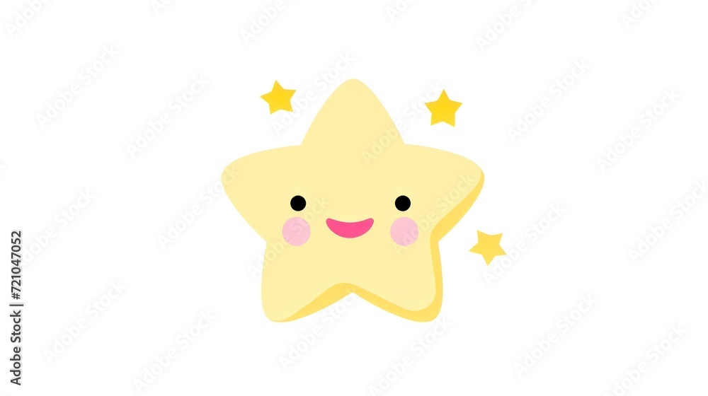 Cheerful Star in Gold: Kawaii Logo in Minimalist Flat Style AI Generated
