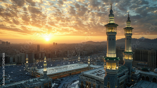 Mecca, Top view of the city at sunset.