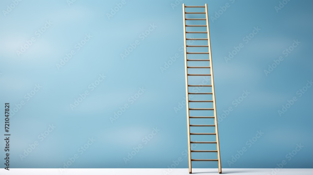 Ladder to success on blue sky background. 3D Rendering Generative AI
