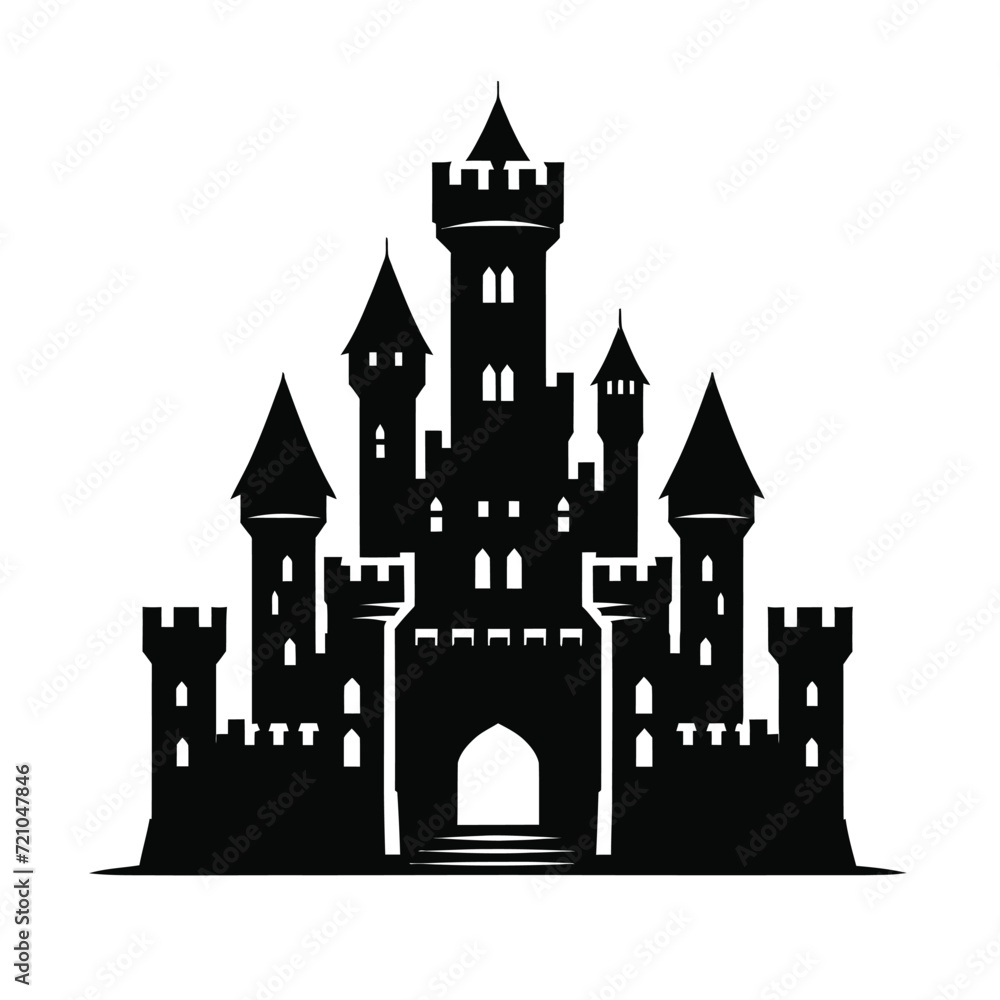 Medieval Castle Silhouette Vector Illustration
