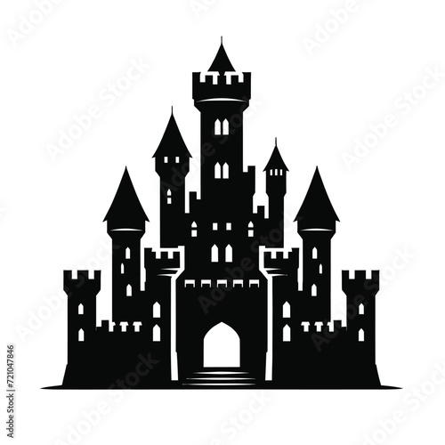 Medieval Castle Silhouette Vector Illustration 