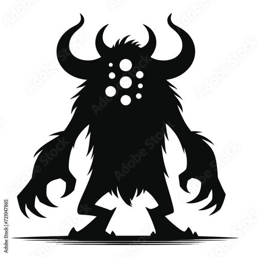 Mythical Monster Silhouette on White Background 