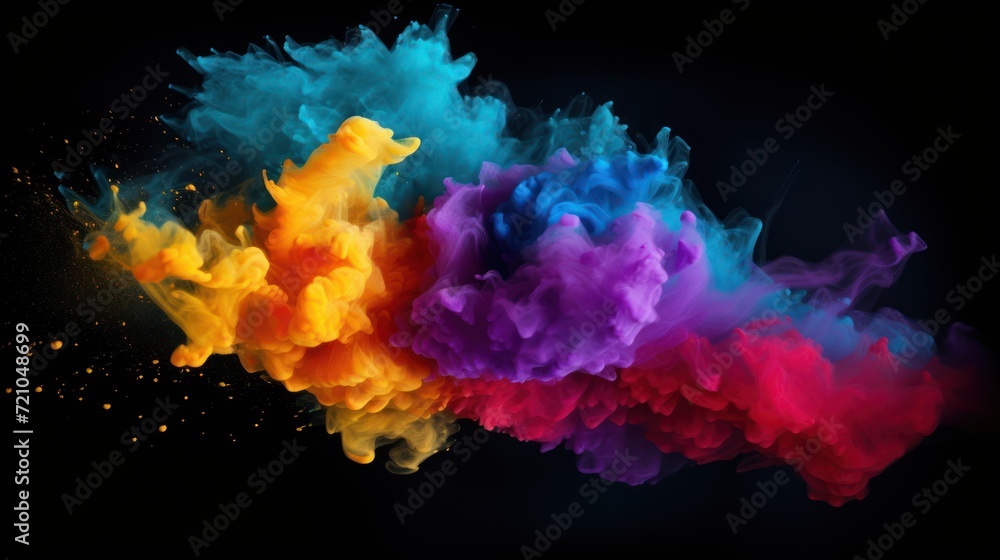 Colorful Powder Explosion on Black Background AI Generated