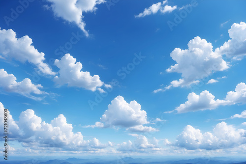 Blue clear sky with clouds and mountains background © sonderstock