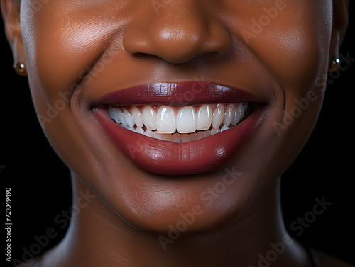 Close up of Smiling Young African Women with Healthy White Teeth. For Healthcare  Veneers  and Dental Advertisements
